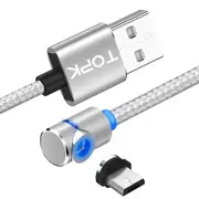 L-Line 90 Degree Angle Micro USB Magnetic Braided Fast Charging Data Cable 1M For Phone Tablet SILVER COLOR