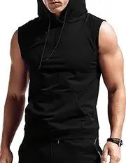[FEOYA] Men's Hooded Tank Tops Sleeveless T-Shirts Gym Vests Top Breathable Quick Dry for Workout Running Bodybuilding Athletic Sport Shirts Drawstring Sweatshirt with Pockets