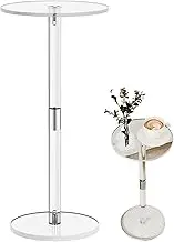 Acrylic End Table | Square Drink Table | Clear Round Acrylic Side | Clear Pedestal Side | Modern Coffee Beverage | Modern Transparent for Living Room
