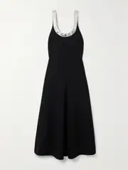 [Chloé] Chloé - Open-back Embellished Wool-crepe Midi Dress - Black - FR 36 FR 36 Black