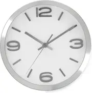 Modern Wall Clock 10 Inch Silver Silent Non Ticking Battery Operated round Elega