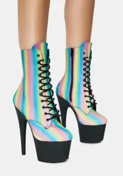 [Pleaser] Prism Own The Spotlight Reflective Platform Boots