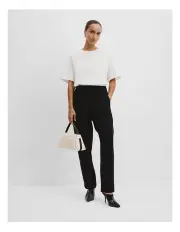 [Country Road] Pleated Tapered Pant in Black