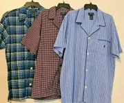 POLO RALPH LAUREN MEN'S STRETCH PAJAMA TOP -SHORT SLEEVE -BUTTON FRONT M, L