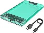 MAIWO External Hard Drive Enclosure for 7mm 9.5mm 2.5 inch SATA SSD/HDD, 5Gbps USB C to SATA Adapter Storage Case, 6TB Capacity (Green)
