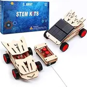 Solar STEM Building Project Science Experiment Kits - Electric Motor Toys for Kids,Remote Control Car Wooden Model,2 in 1 Set