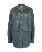 stonewashed denim overshirt FR32 Gray