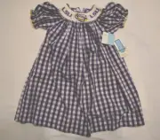 Vive La Fête LSU Tigers Smocked Bishop Dress Girls Toddler Size 4T NWT