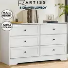 Artiss 6 Chest of Drawers Lowboy Bedroom Storage Dresser Cabinet LEIF White