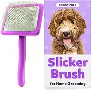 Poodoodle Poodle & Doodle Slicker Brush, Soft Massage Grooming Long Pin Brush Tailored for Curly Wavy Haired Dogs, Pefect for Grooming, Dematting & Massage-Like Comfort for Long Haired Pets - Small