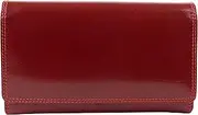 [Luchiano Visconti] Visconti Women's Italian Leather Clasp Purse Wallet, Italian Red, Onesize