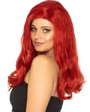 Glamour Deluxe Deep Red Long Wavy Wig