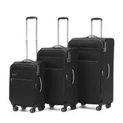 Tosca Vega 4-Wheel Spinner Suitcase Set of 3 - Black (Carry-on, Medium, Large)