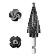 M35 Step Drill Bit, 1/4" to 3/4"(9 Steps) Four Spiral Flutes Cobalt Unibit Step