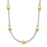 Sterling Silver Rh-Plated/Gold-Plated 7-Star W/1.5In Ext Necklace