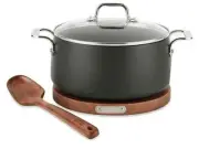 All-Clad HA1 Hard Anodized Nonstick Dutch Oven with Acacia Trivet and Spoon