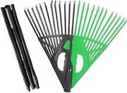Garden Leaf Rake Picking up with 3 Section Rods Gardening Tool Cleanup Leaf Picker for Lawn Pond Backyard Yard Work Grass , LeftGray RightGreen