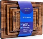 Bamboo Cutting Board Set of 3-Wood Chopping Boards for Meat, Veggies & Cheese