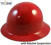 MSA Skullgard Full Brim Hard Hat With Ratchet Suspension - Red