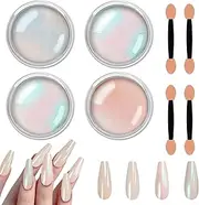 [Allstarry] Chrome Nail Powder Metallic Mirror Effect Pigment Iridescent Aurora, Mermaid Pearl Glitter Dust Kit for Gel Polish Nail Art Decoration, Resin Craft- Violet Green Emerald