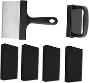 1Set Barbecue Scraper with Non Slip Handle Heavy Duty BBQ Cleaning Brush and Pads for Grill Maintenance