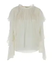 Alberta Ferretti Ruffle-Detailing Crewneck Blouse IT42 WHITE