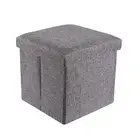 YCOCO Linen Storage Ottoman Cube,Square Ottoman Foot Rest Stool with Memory Foam