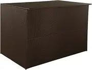 Poly Rattan Outdoor Garden Storage Box, Brown 150x100x100 cm, Waterproof Deck Shed with Steel Frame and Zip Closure