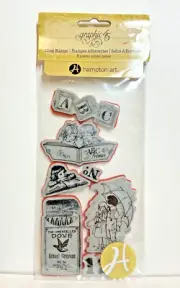 Graphic 45 Hampton Art Red Rubber Cling StampsABC School Days
