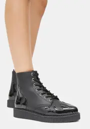 [T.U.K.] Patent Flame 7-Eye Pointed Boots