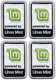 [Patchion] Set of Four - Powered by Linux Mint - Black VeIcro/Hook and Loop Backing - Embroidered Patch/Badge/Emblem