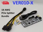 GPU Riser V010-X [FLASHING LED] 6 PIN & MOLEX 8x Capacitors Shielded w/ SPLITTER