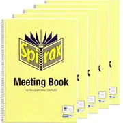 Spirax 705 Meeting Notes Actions Book Spiral Bound 140 Page A4 Pack 5