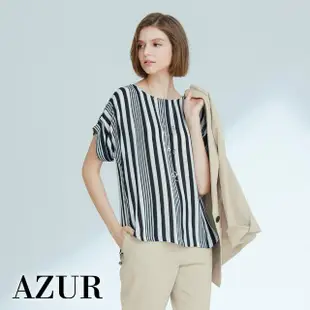 【AZUR】經典OL直條紋上衣