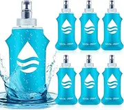 Jingmore 6 Pack Soft Water Bottle Collapsible Flask TPU Soft Flask Foldable Bottles for Hydration Pack Folding Water Bottle for Outdoor Sports, Running, Hiking, Cycling (5 oz / 150 ml)