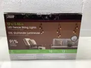 Feit Electric LED 12 ft Fence String Lights Commercial Grade Linkable 12 Bulb