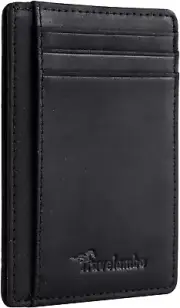 Front Pocket Minimalist Leather Slim Wallet RFID Blocking Medium-GENUINE LEATHER