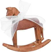 Abaodam Vintage Wooden Horse Figurine: Rustic Animal Figurine Christmas Rocking Horse Statue Decoration Small Rocking Chair for Home Decor