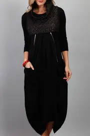 Puff Trim S/Less Dress--HOLM-HF538