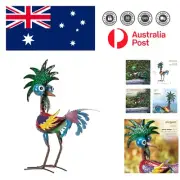 Vibrant 19" Tall Metal Rooster Statue - Fun Garden Decor & Conversation Starter