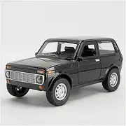 Die-cast Alloy Diecast 1:18 Russia Lada Niva Car Model Pull Back 4 Doors Opened Sound Light Simulated Miniature Vehicle Miniature Vehicle(Black)