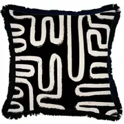 Cushion Cover-Coastal Fringe Black-Maze Black-45cm x 45cm