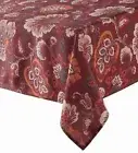 Food Network Brown Floral Jacobean Bloom Tablecloth, Fabric Table Cloth 70 Round