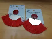 Bead Landing Creations Pendants Red Fringe Silvertone Nickel Free Set of 2 NEW