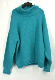 Topshop Womens Blue Long Sleeves Mixed Stitch Turtleneck Roll Neck Sweater 12