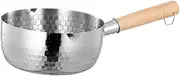 PRETYZOOM 1Pc Stainless Steel Instant Noodle Pot with Wooden Handle Picnic and Outdoor Cooking Pot Leak Design for Smooth Pouring Space Saving Storage with Hanging Ring