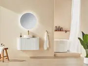 600-1800*500*470mm POS CETO Avalon PVC Constructed Matte White Curve Fluted Bathroom Cabinet Wall Hung Vanity