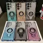 for Samsung S25 S24 S23 Ultra Electroplated Magnetic Gradient Glitter Phone Case