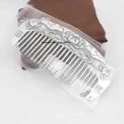 Pure 999 Fine Silver Pure Silver Hair Comb Lotus Handle Hair Care 3.9inch/63.17g