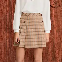 在飛比找Yahoo奇摩購物中心優惠-OUWEY歐薇 復古粉彩格紋A字打摺短褲裙(粉色；S-L)3